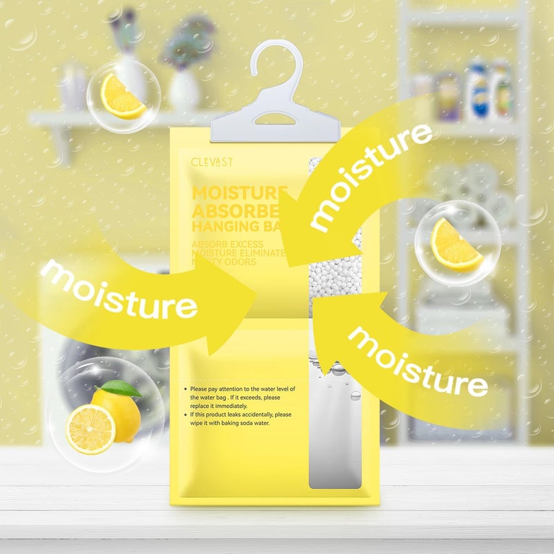 CLEVAST Moisture Absorbers Packets 10 Pack, Dehumidifier Bags for Closet, Scented Hanging Humidity Absorber in Wardrobes, Bedrooms, Bathrooms (Lemon) - Image 5